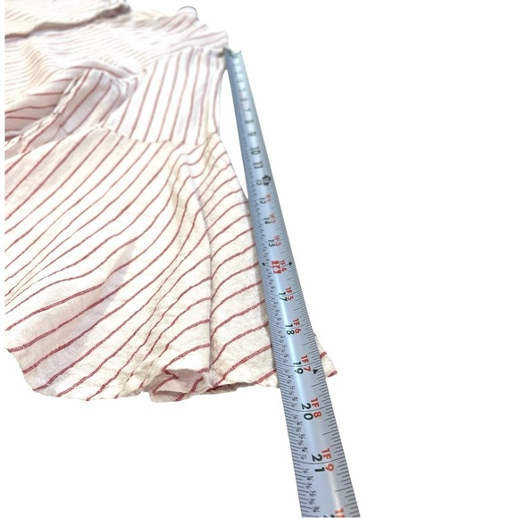 CHAPS Bell Sleeve Button Down Women’s Blouse, Linen&Cotton, Red/White, Large - Picture 10 of 11